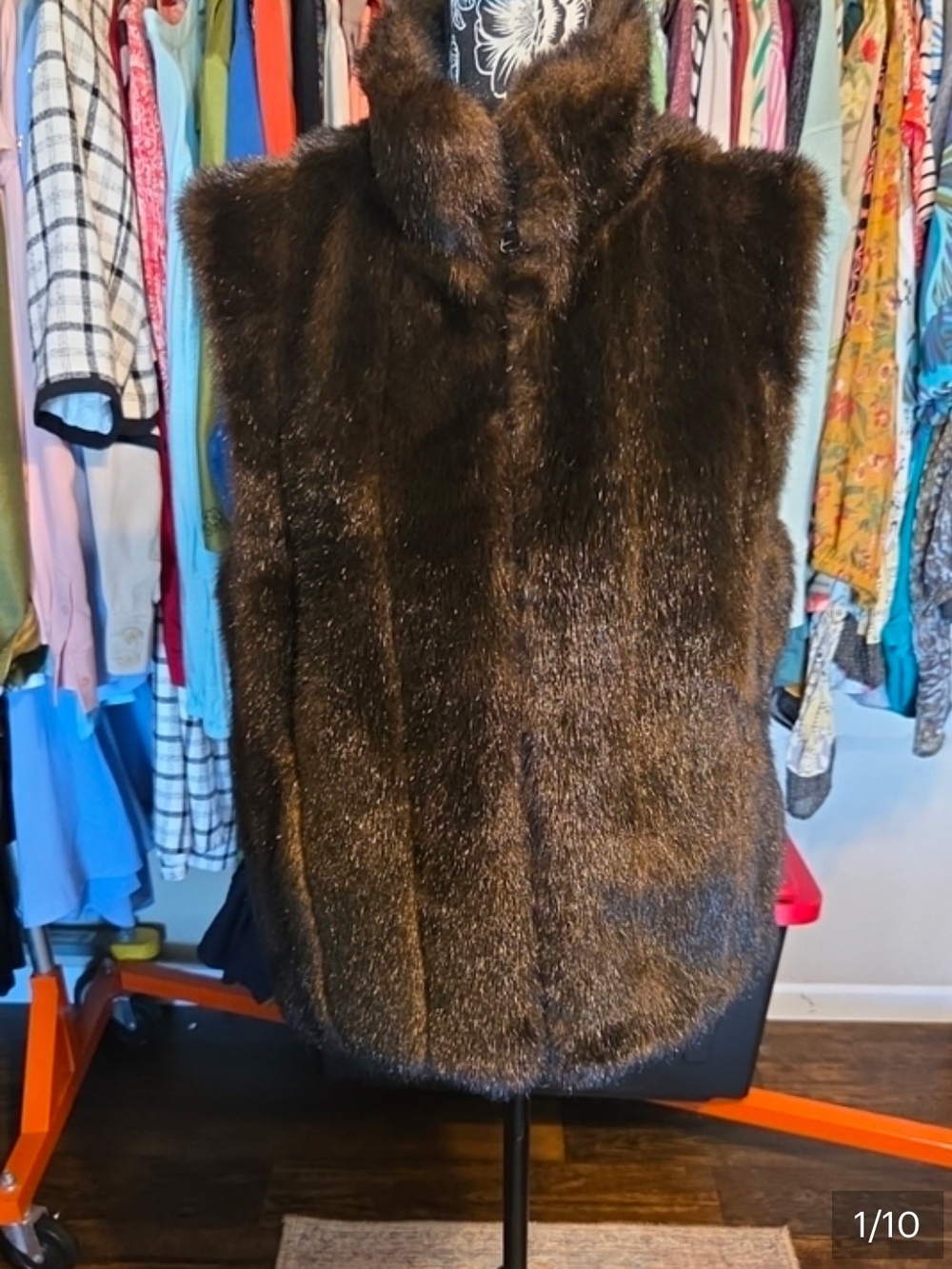 giacca Dark Brown Faux Fur Teddy Vest